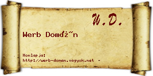 Werb Domán névjegykártya